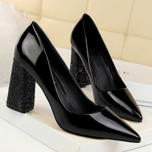 Black Glitzy Groove Pumps