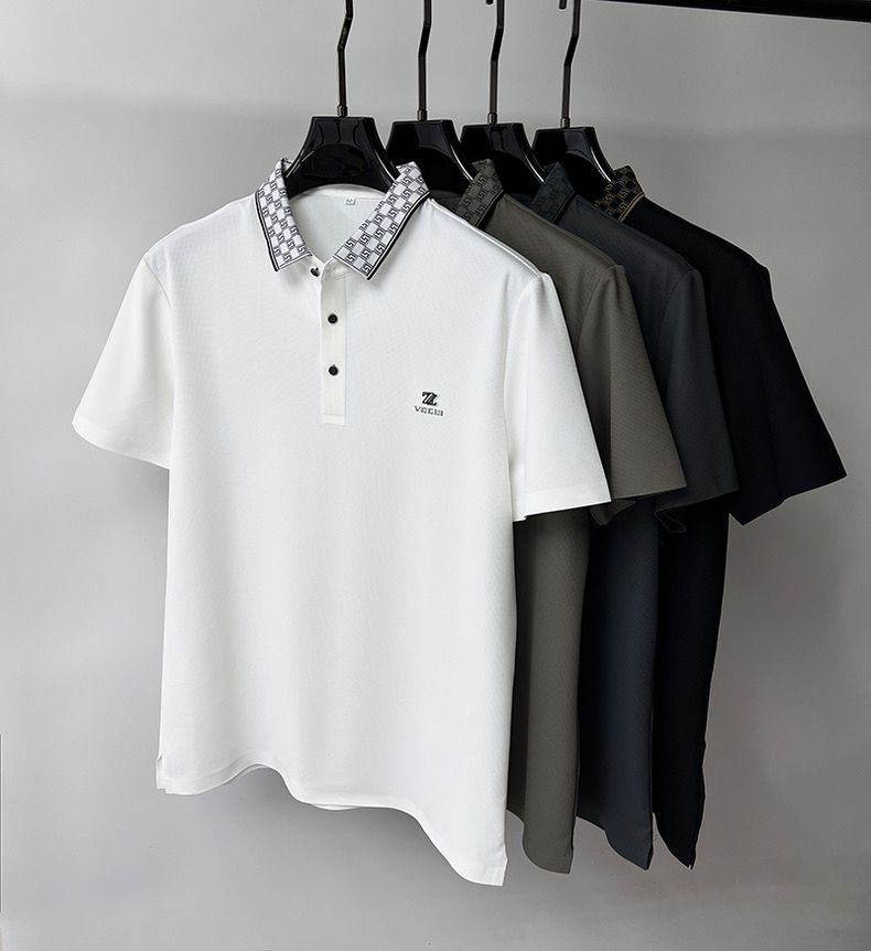 Elegant Dynamic Wave Polo T-Shirt: Effortless Motion in Every Thread