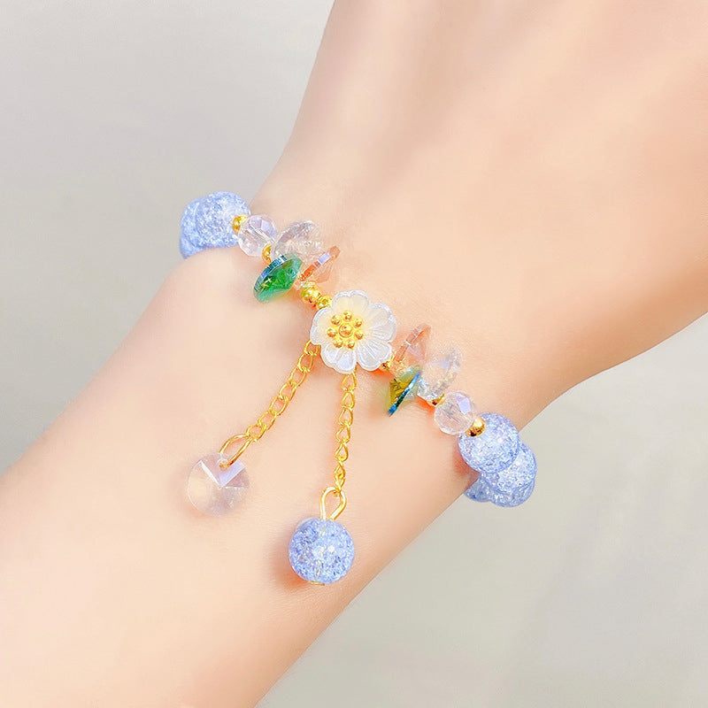 Blue Crystal Beaded Bracelet For Girls