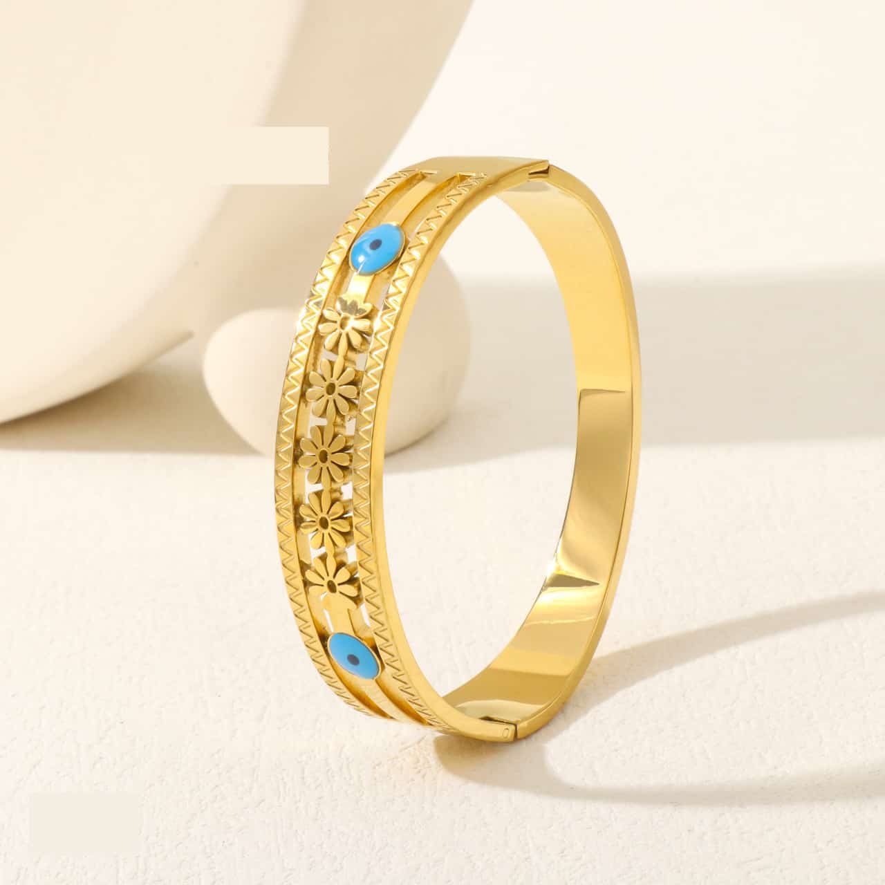 Anti-Tarnish Blue Evil Eye 304 Stainless Steel Bracelet
