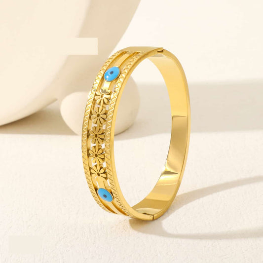 Anti-Tarnish Blue Evil Eye 304 Stainless Steel Bracelet