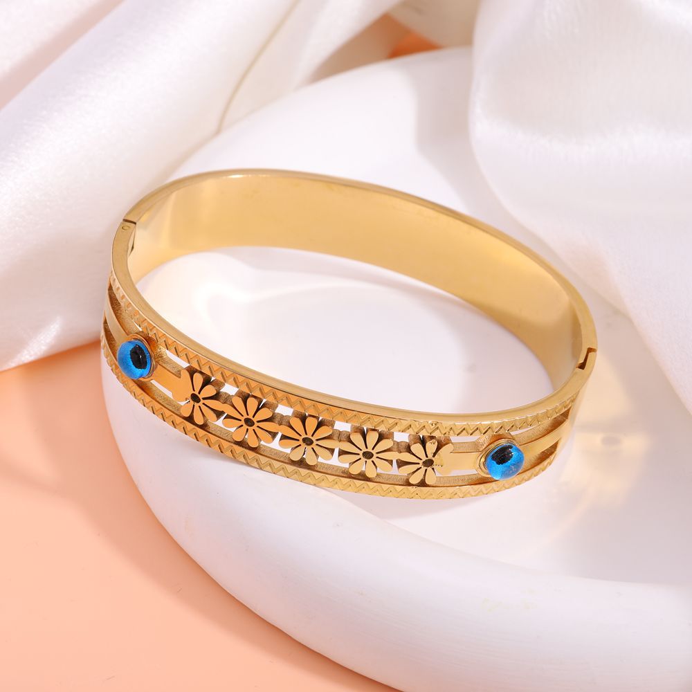 Anti-Tarnish Blue Evil Eye 304 Stainless Steel Bracelet