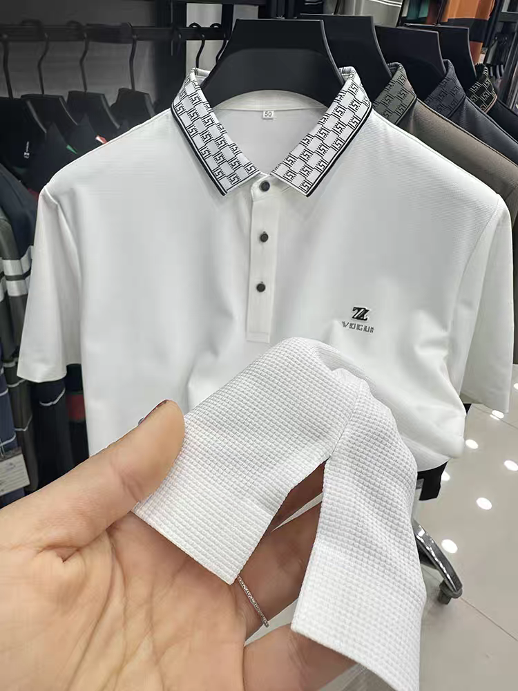 Elegant Dynamic Wave Polo T-Shirt: Effortless Motion in Every Thread