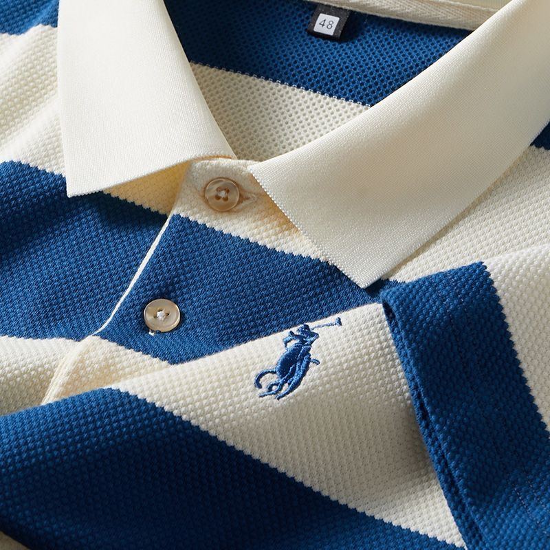 Elegant Regal Stride Polo T-Shirt: Timeless Elegance in Every Stripe
