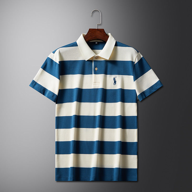 Elegant Regal Stride Polo T-Shirt: Timeless Elegance in Every Stripe
