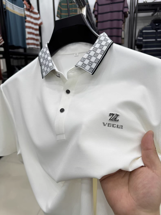Elegant Dynamic Wave Polo T-Shirt: Effortless Motion in Every Thread