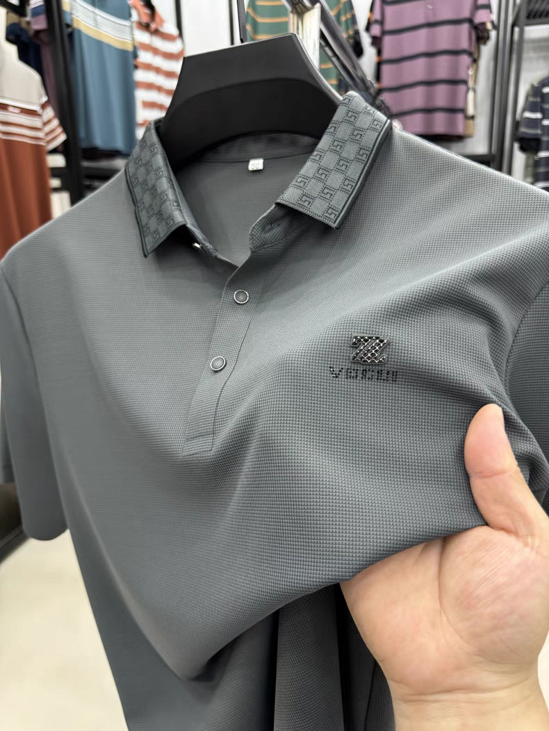 Elegant Dynamic Wave Polo T-Shirt: Effortless Motion in Every Thread