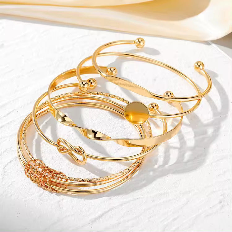 Combo Pack Of Five Gold Plated Open Adjustable Bangle Set
