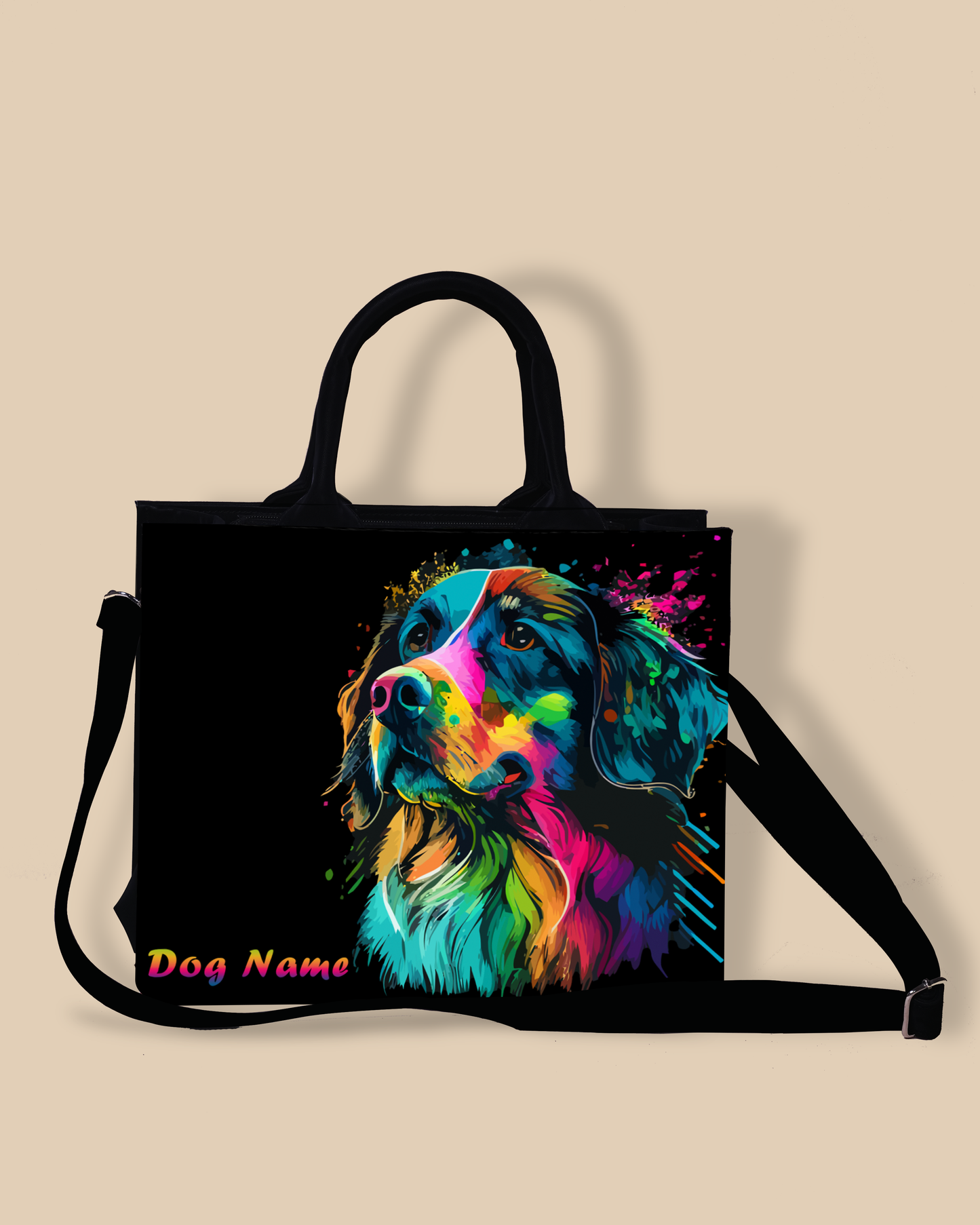 Customized Small Tote Bag Designed With Colourful Dog