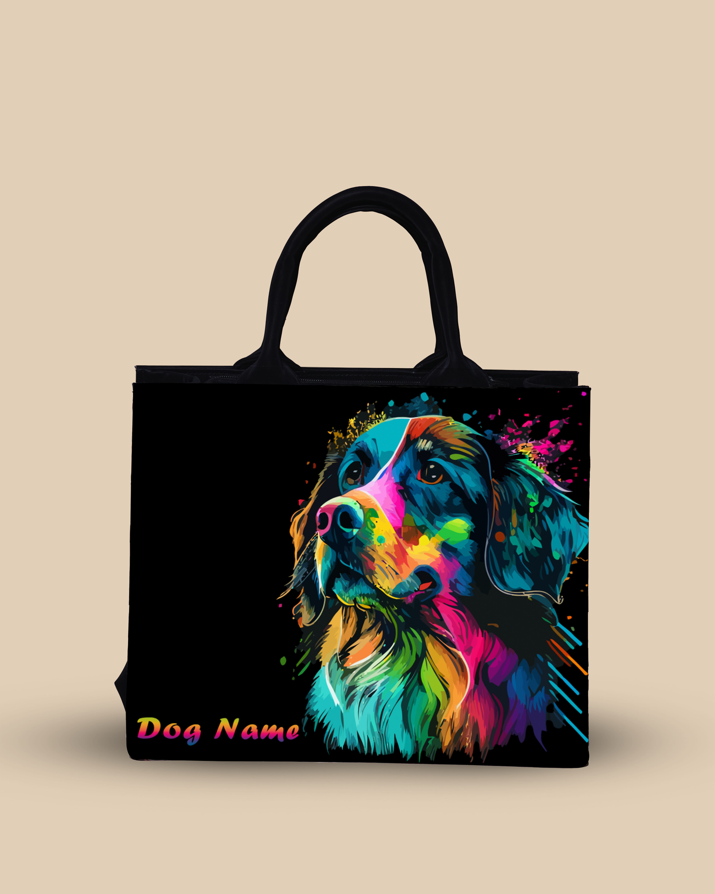 Customized Small Tote Bag Designed With Colourful Dog