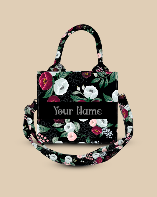 Customized Small Tote Bag Designed With Decorative Wild Peone Flowers