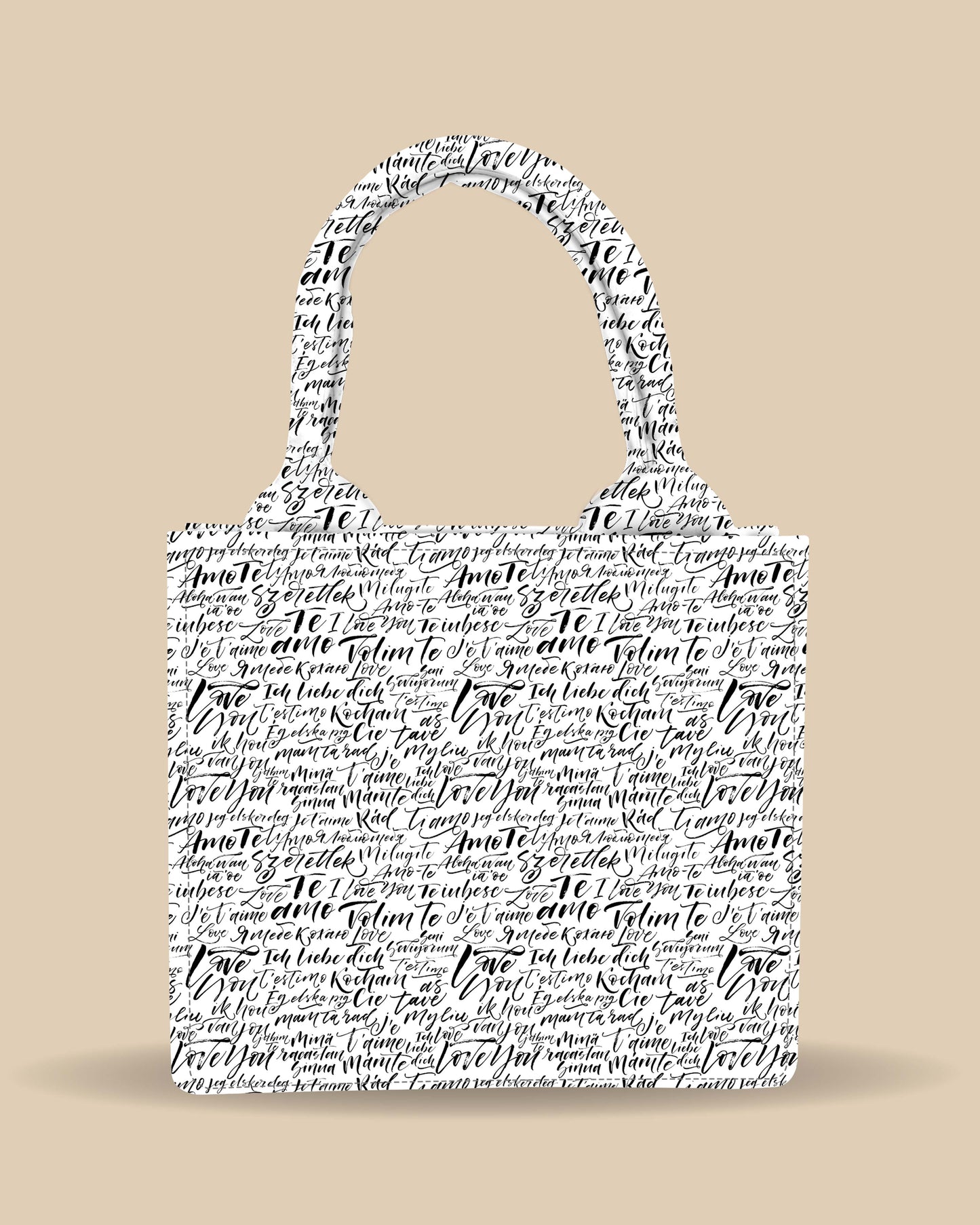 Customized Small Tote Bag Designed with Fragment Handwritten Words Pattern