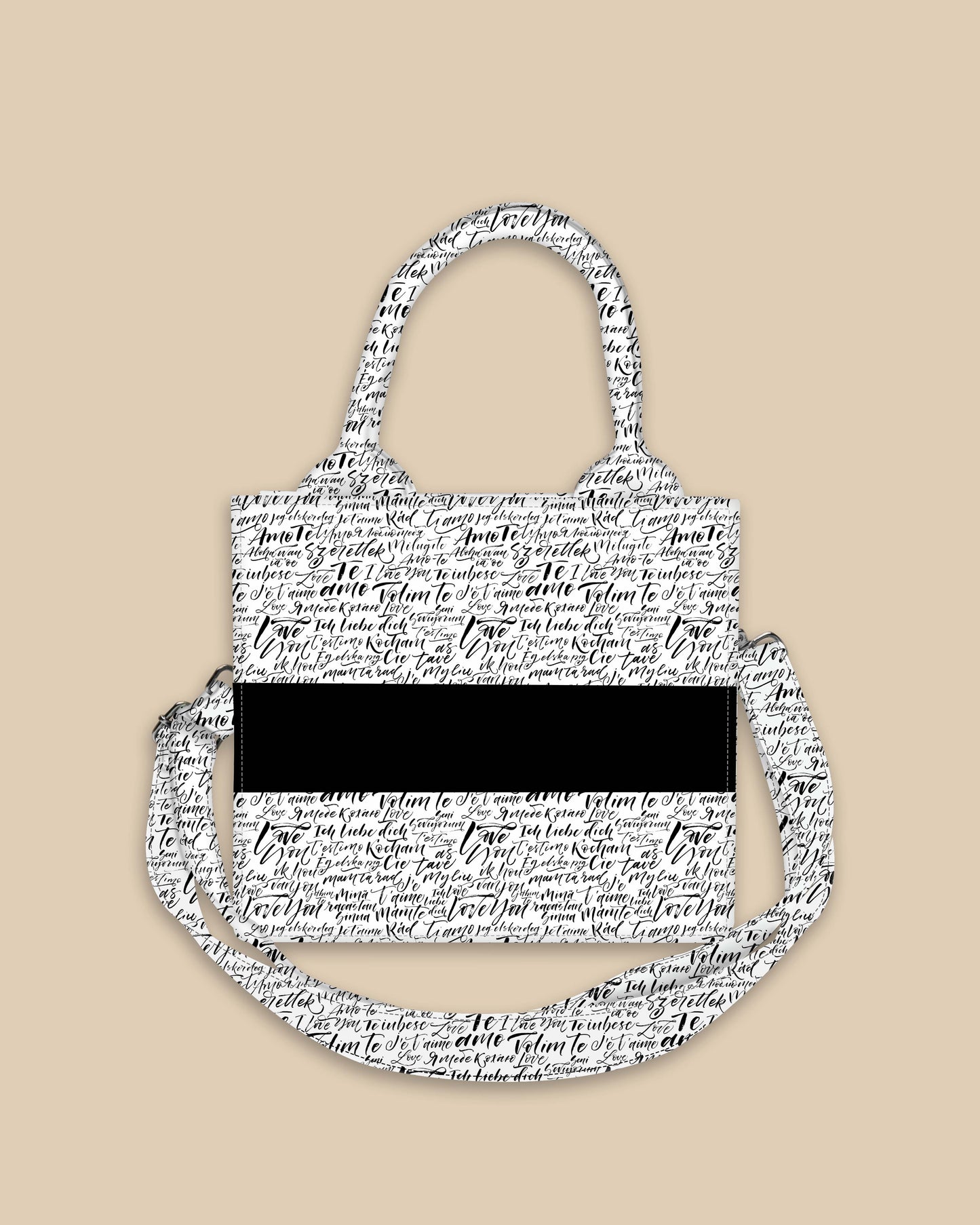 Customized Small Tote Bag Designed with Fragment Handwritten Words Pattern