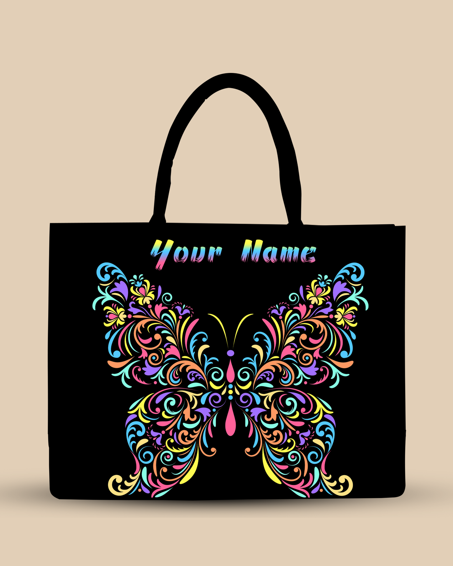 Customized Tote Bag Designed With Colorful butterfly Pattern