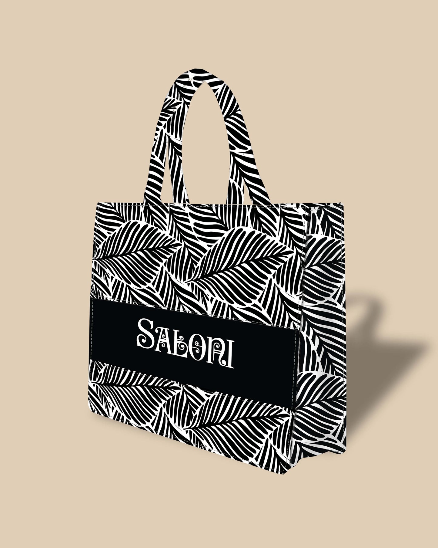Customized Tote Bag Designed with Tropical Leaf Calligraphy