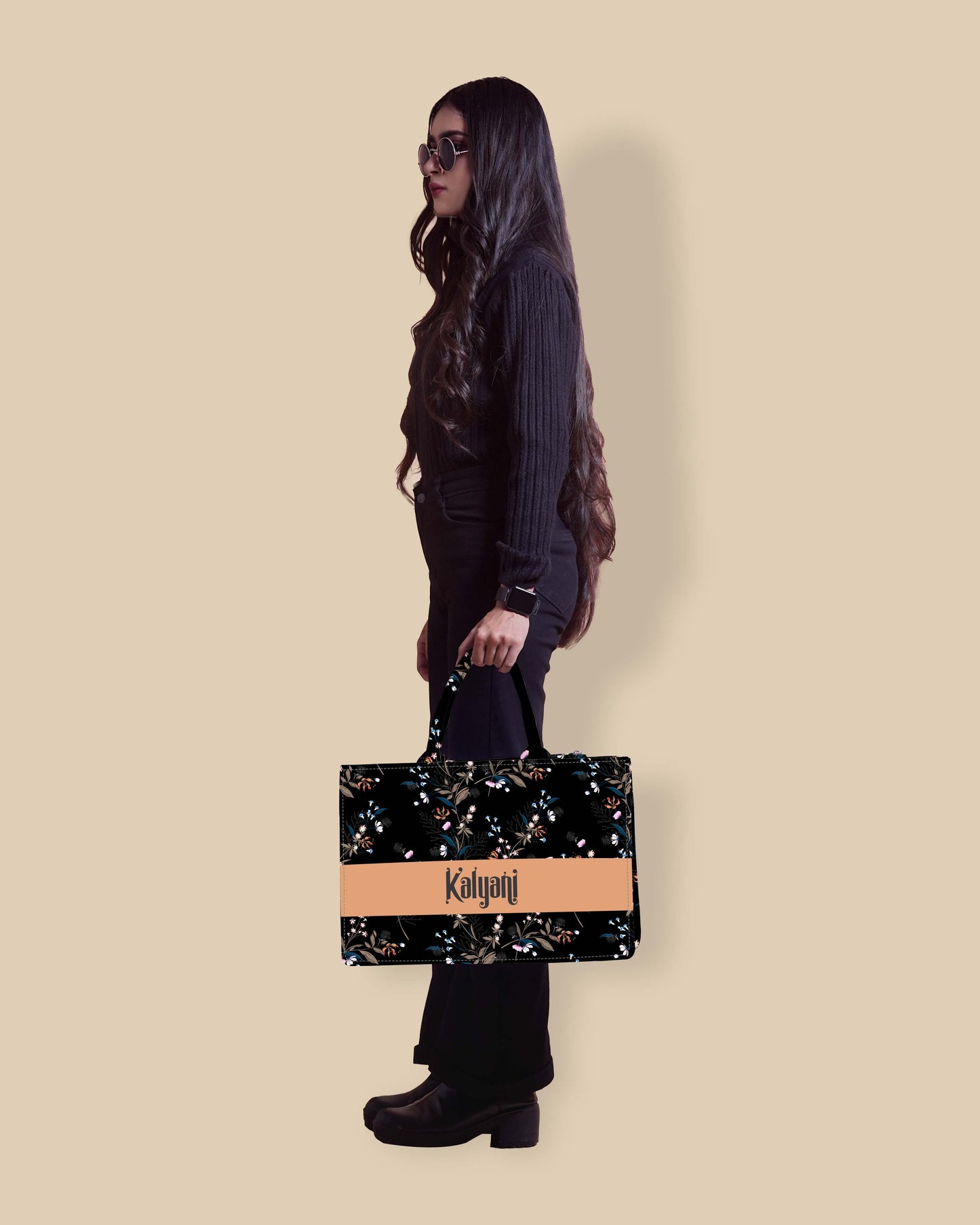 Customized Tote Bag Designed with Tropical Motifs Scattered Flowers