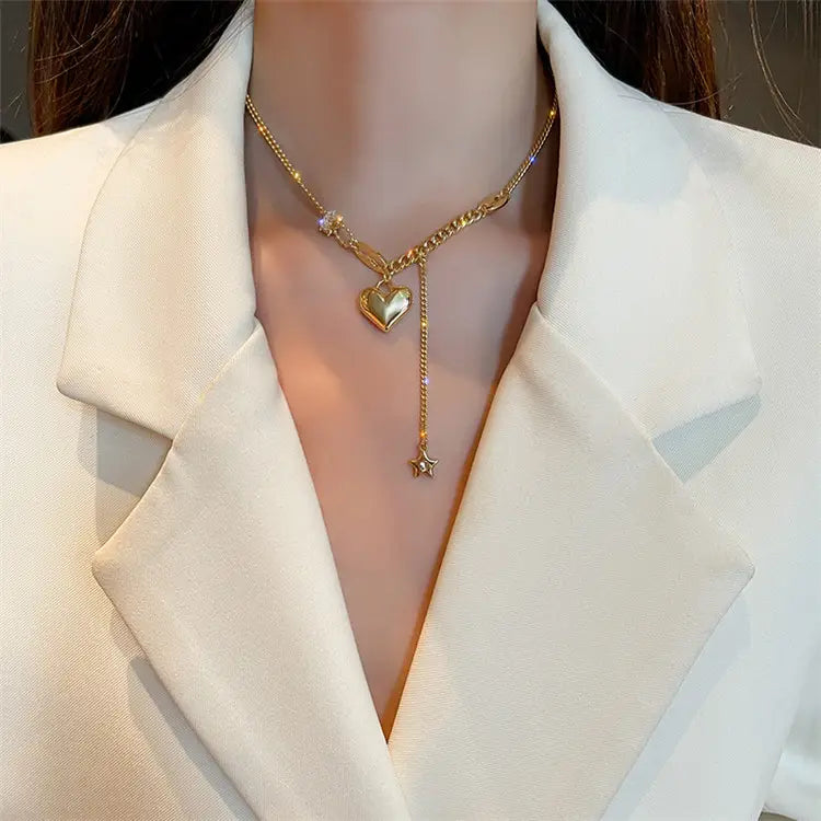 Dainty Love Heart Pendant 18K Gold Plated Stainless Steel Anti-Tarnish Necklace