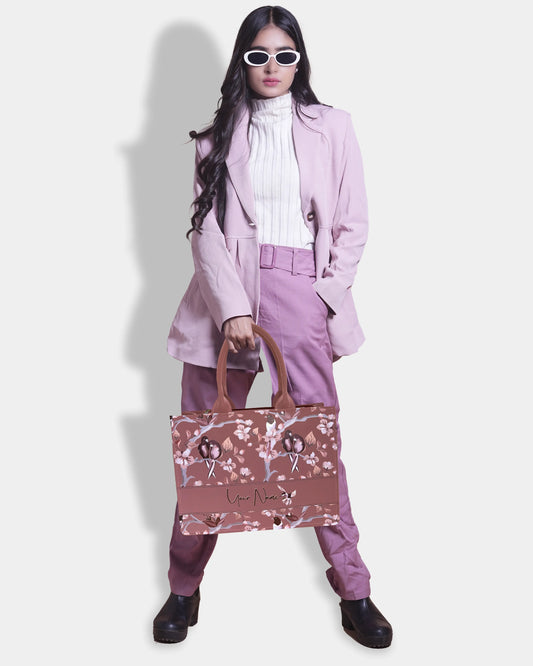 Dusky Rose Designer Embossed Customized Tote Bag