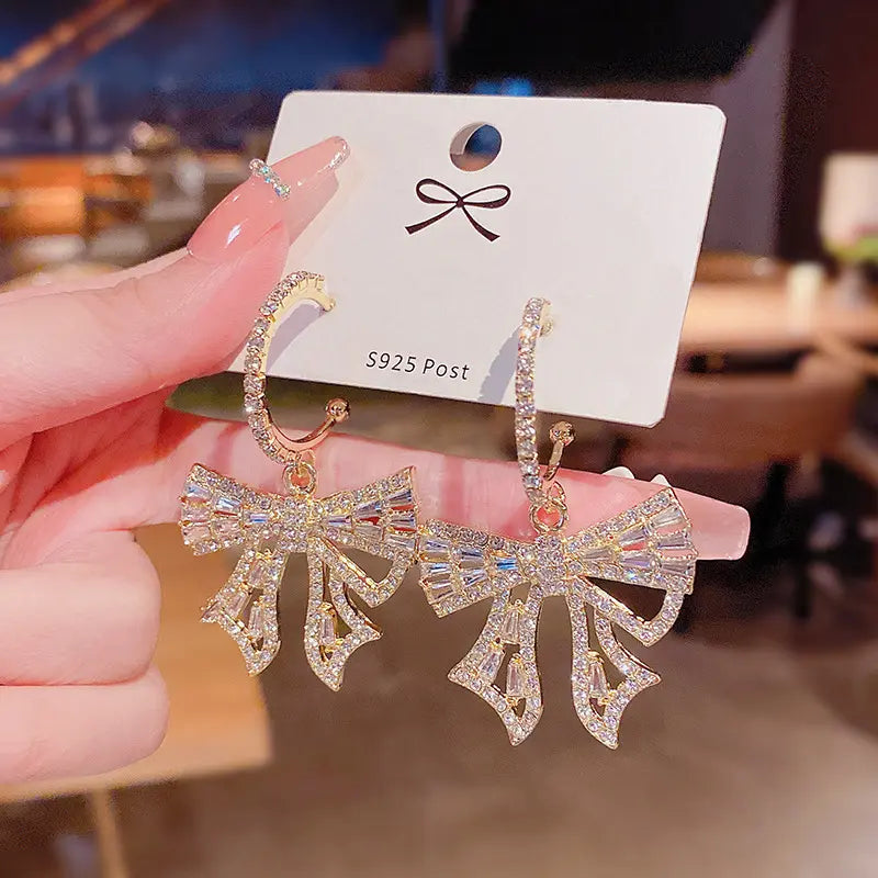 Fairy Rhinestones Diamond Butterfly  Hoop Earrings For Women