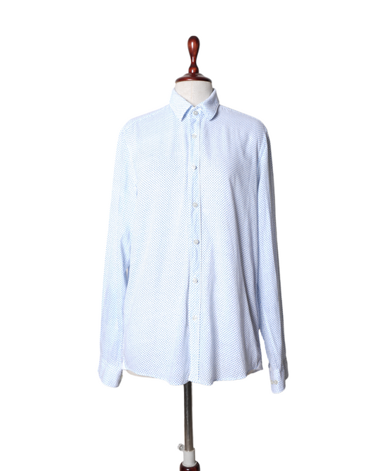 Boss White Shirt With Blue Polka Dots