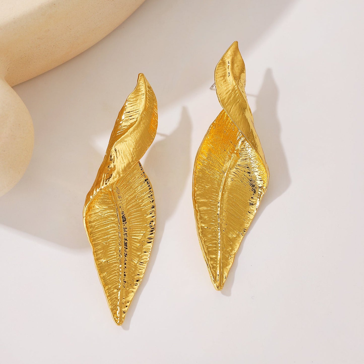 Gold Plated Elegant Retro Streetwear Leaf Drop Earring
