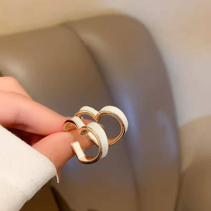 Gold Plated Korean Style Heart Shaped Hoop Earrings