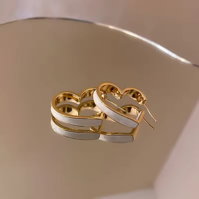 Gold Plated Korean Style Heart Shaped Hoop Earrings