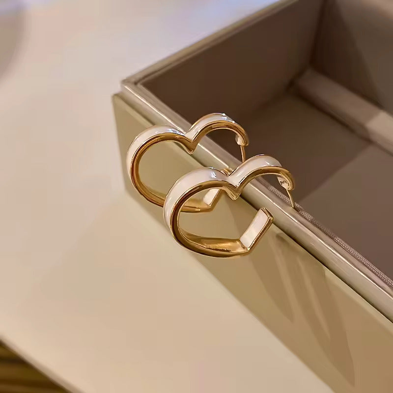 Gold Plated Korean Style Heart Shaped Hoop Earrings