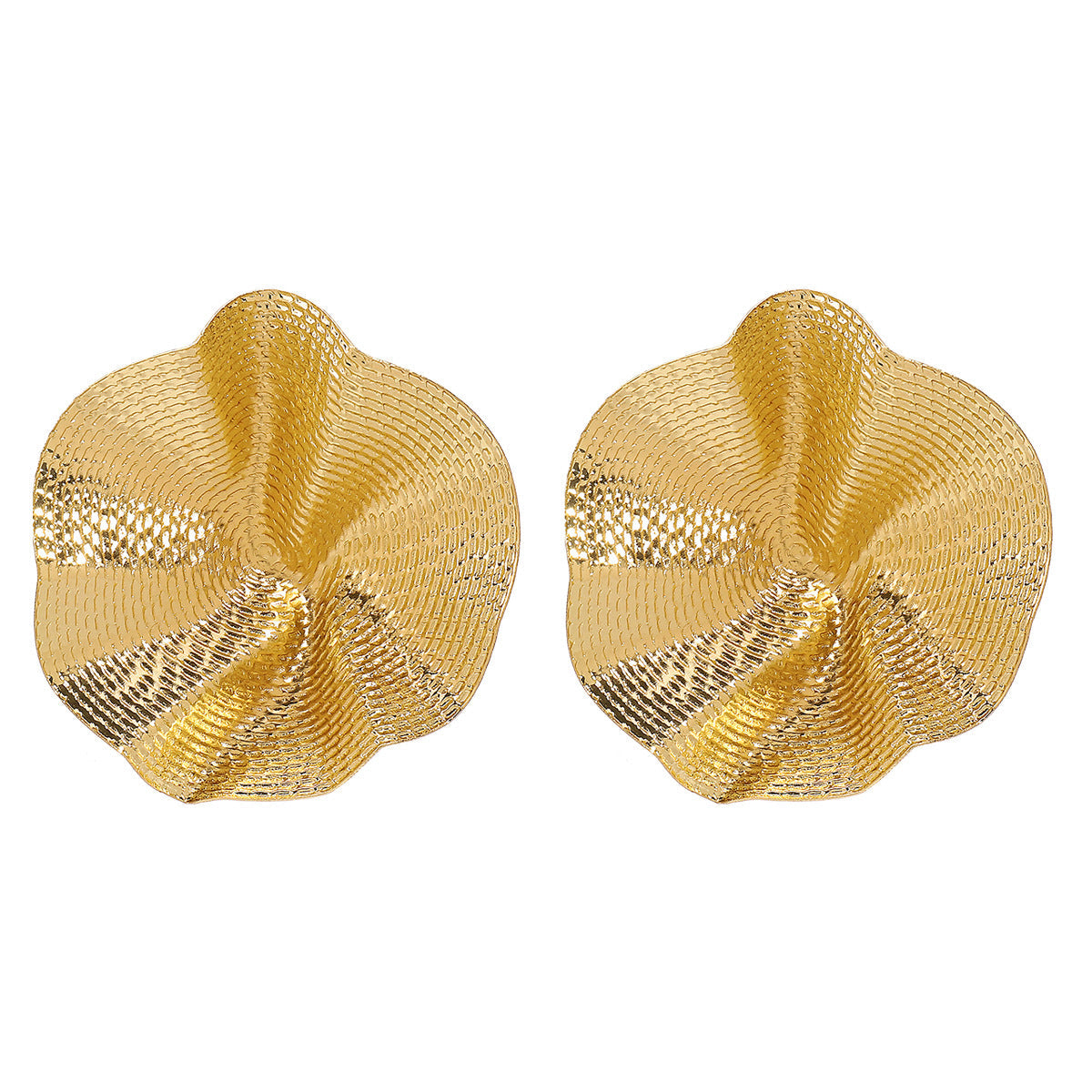 Gold Plated Statement Big Size Lotus Leaf Stud Earring