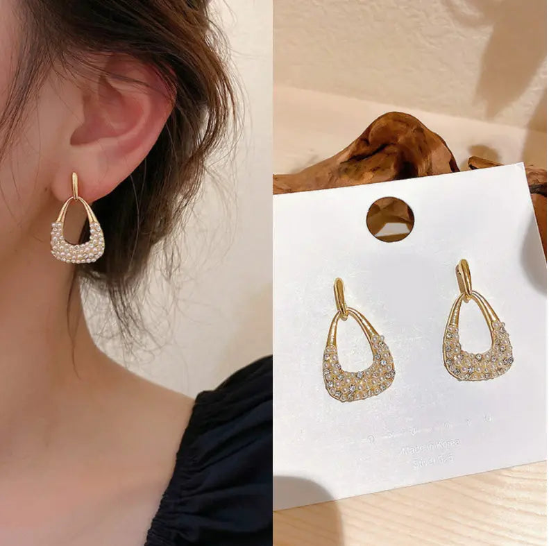 Gold Plated Trendy Fashion Unique Pearl Drop Earrings