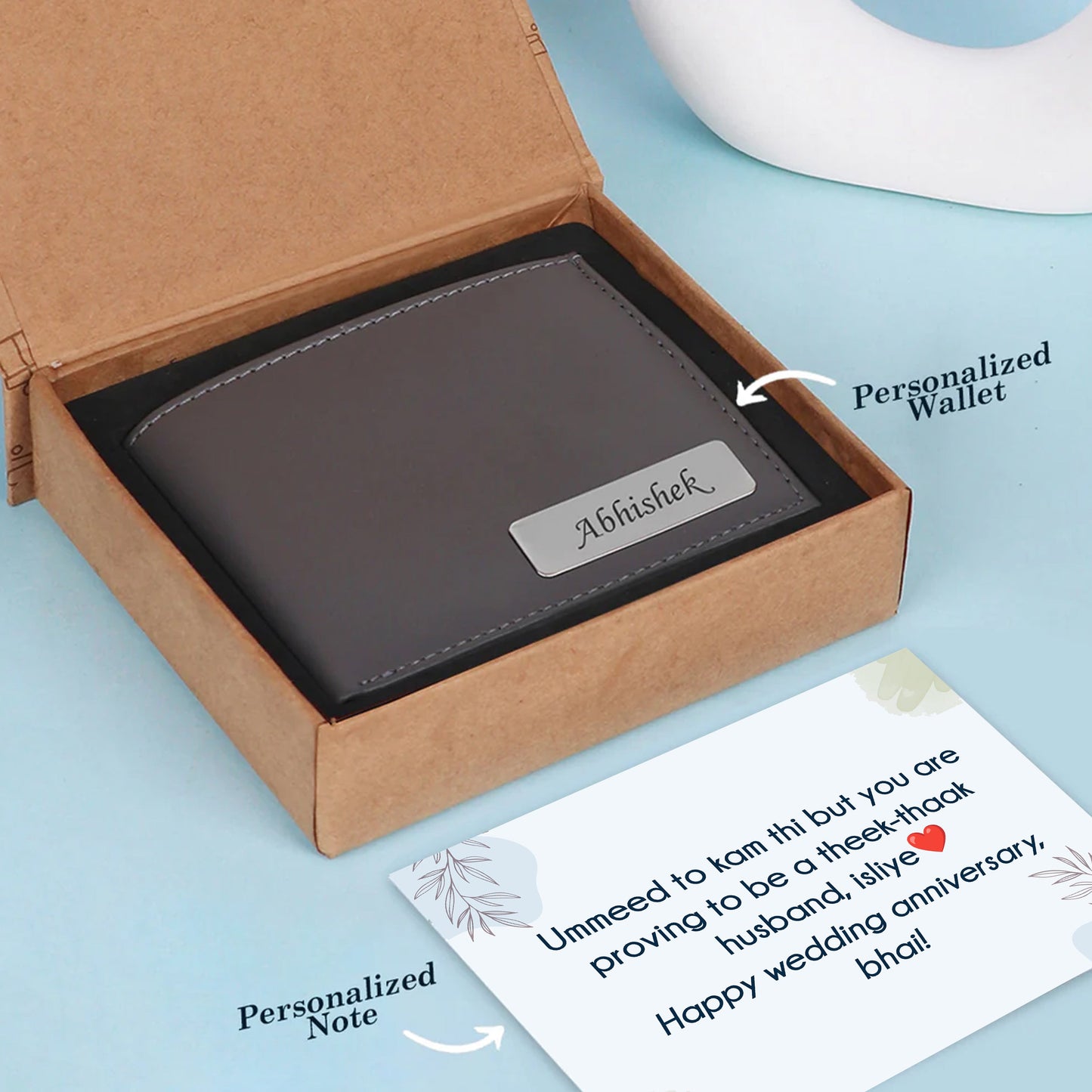Personalized Solid Leather Wallet With Name For Men