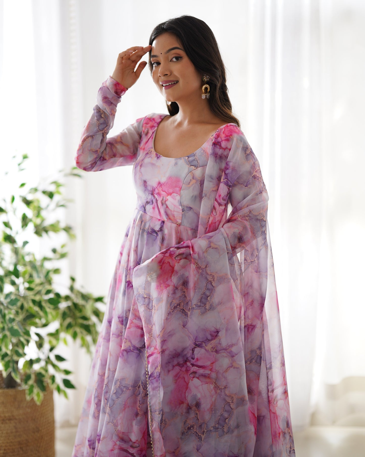 PURE SOFT ORGANZA ANARKALI SUIT SET WITH FULLY STITCHED DKB-263