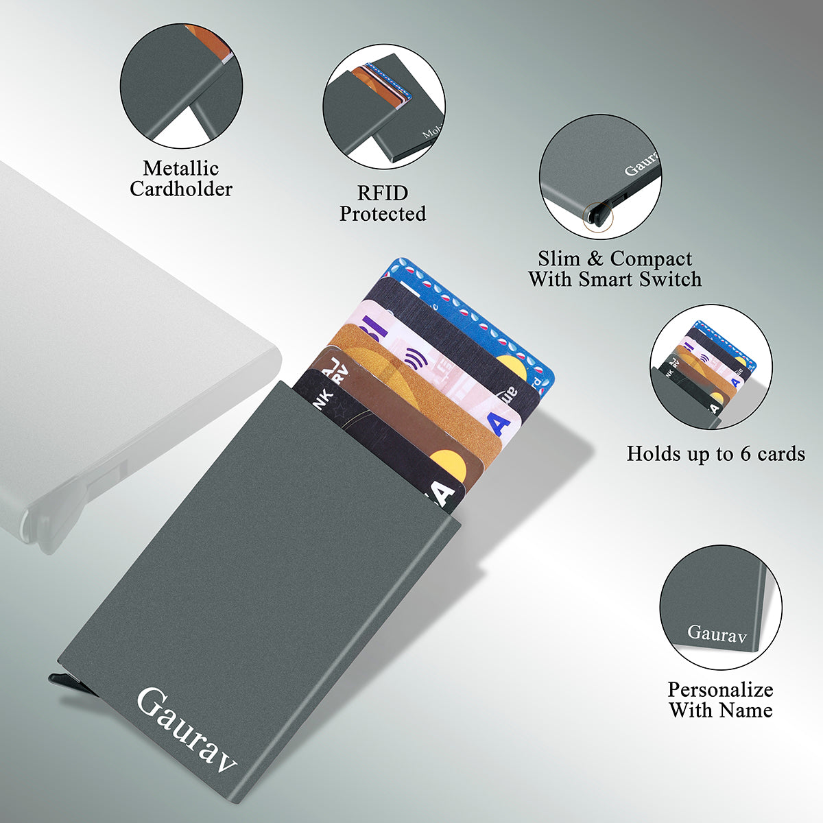 Personalized RFID Protected Metal Card Holder