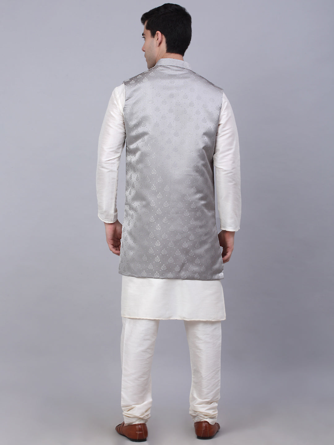 Men's Solid Kurta Pyjama With Shrug Jacket