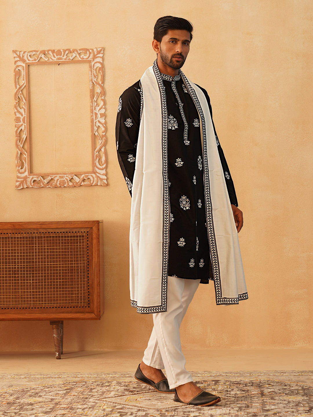 Embroidered & Sequin Kurta Pyjama With Dupatta