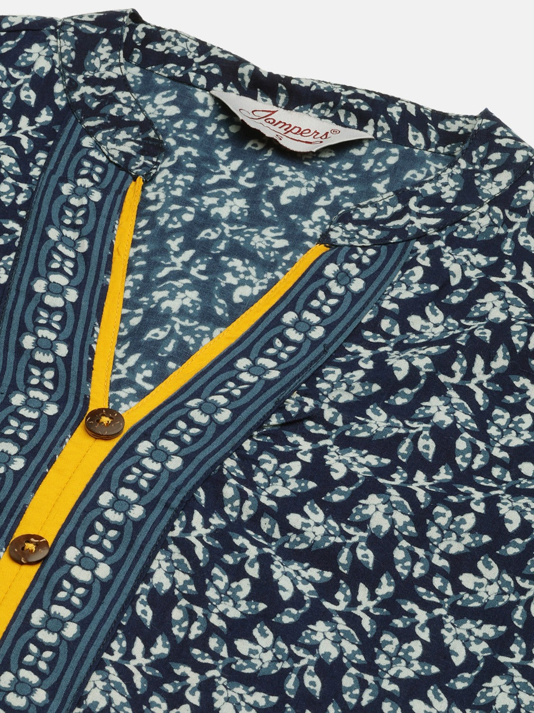 Women Indigo Blue Printed Straight Pure Cotton Kurta