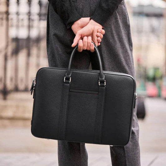 Manhattan Leather Briefcase - Black