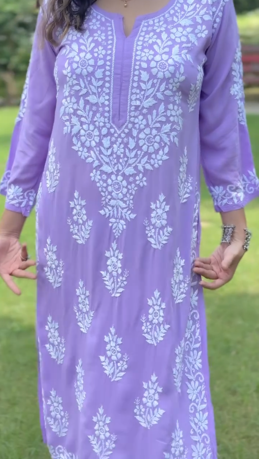 Chikankari Cotton Straight Kurta Set For Women