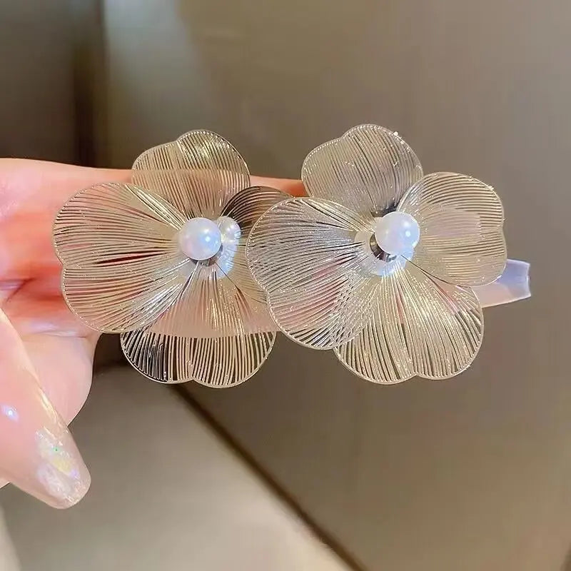 Silver Plated European Style Metal Flower Stud Earring