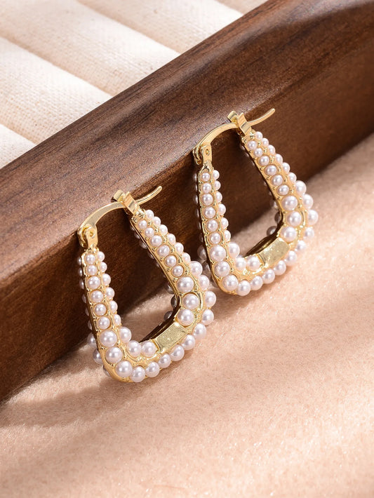 Simple Style U Shape Gold Plated Pear Hoop Earring