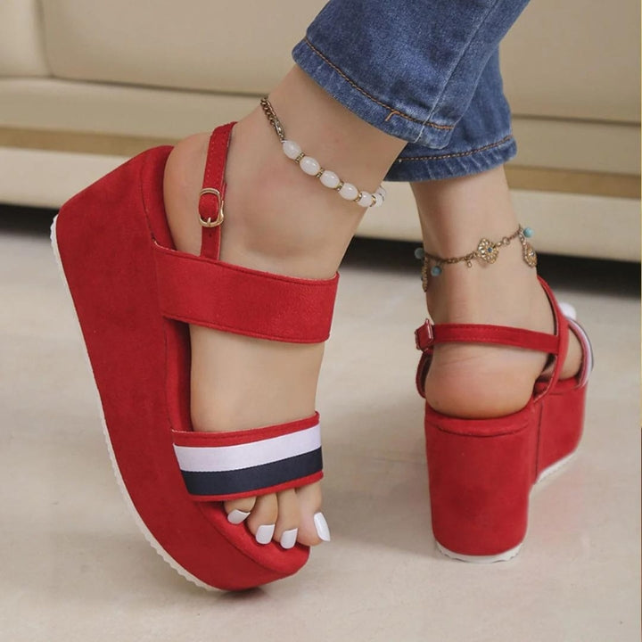 Maroon Cross Comfort Wedges