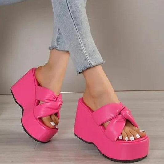 Crisscross Twisted Strap Wedges