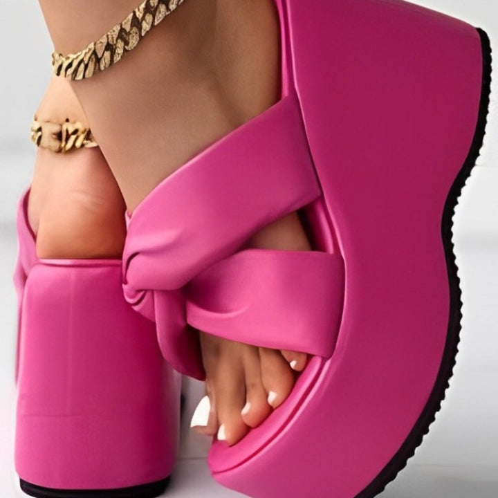 Crisscross Twisted Strap Wedges