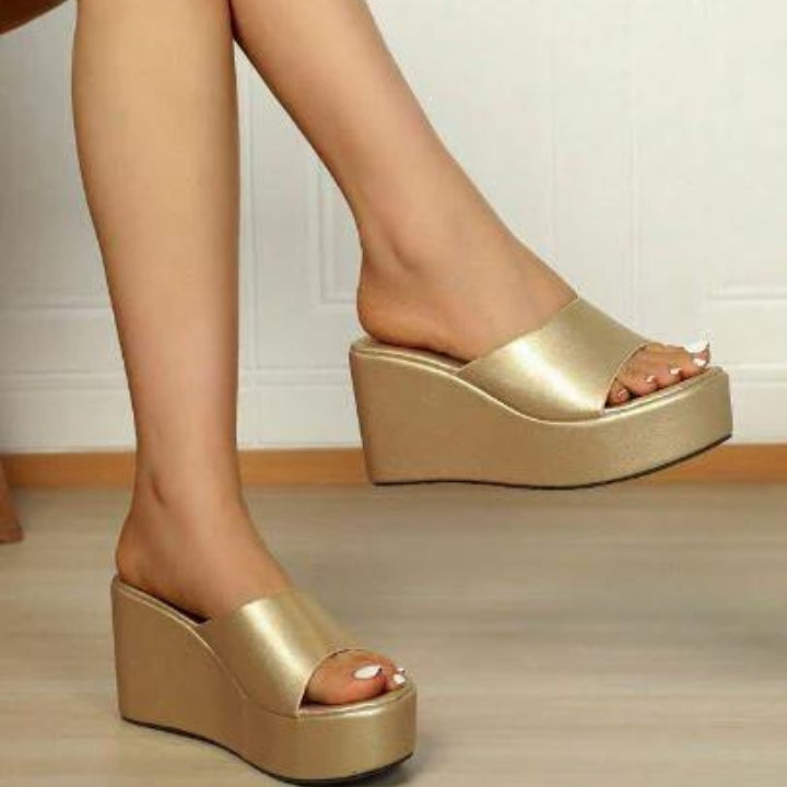 Golden Shimmering Metallic Wedges