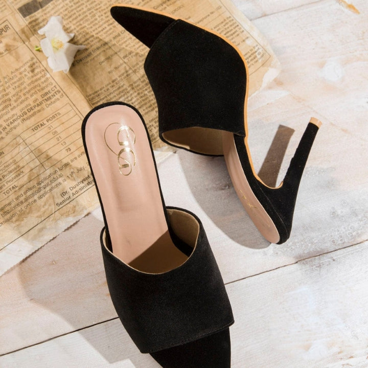 Pointed Toe Black Pencil Heel
