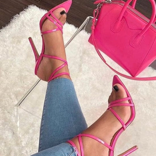 Dela Pink Ankle Loop Heels