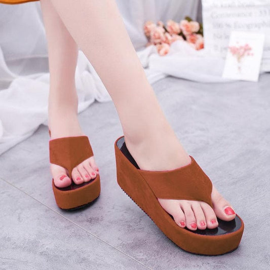 Beige Solid Wedges