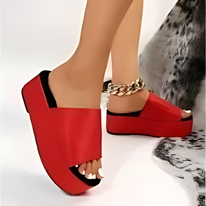Ruby Rise Red Platform Wedges