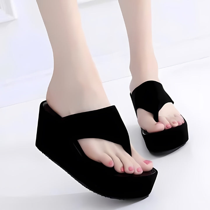 Black Heights Suede Wedges