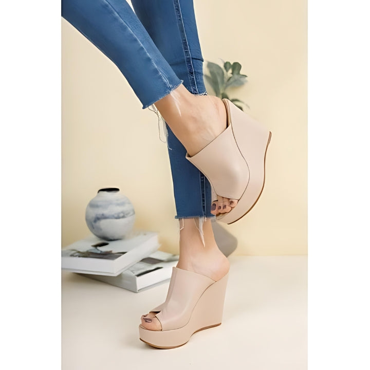 Nude Allure Open Toe Wedges